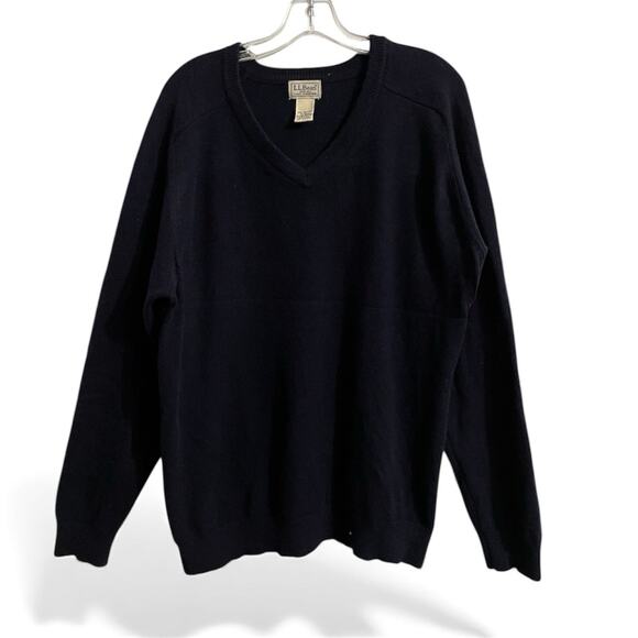 L.L. Bean Other - Vintage LL Bean Sweater Mens XL Tall Navy Lambswool V Neck Preppy Academia